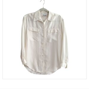 Vintage Christie & Jill Cream 100% Silk Long Sleeve Blouse